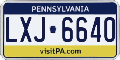 PA license plate LXJ6640