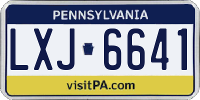 PA license plate LXJ6641
