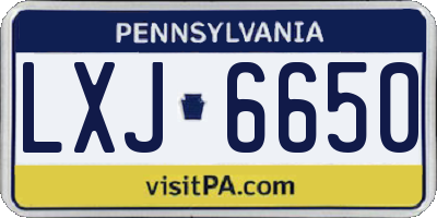 PA license plate LXJ6650