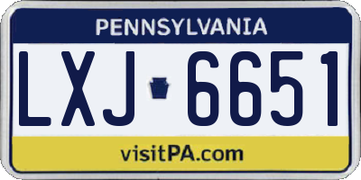 PA license plate LXJ6651