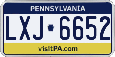 PA license plate LXJ6652