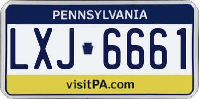 PA license plate LXJ6661