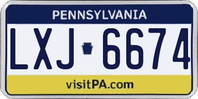 PA license plate LXJ6674