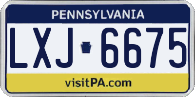 PA license plate LXJ6675
