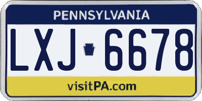 PA license plate LXJ6678