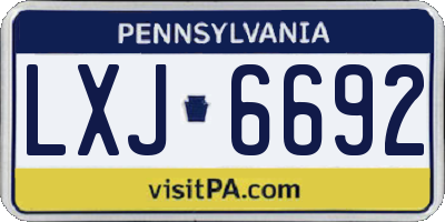 PA license plate LXJ6692
