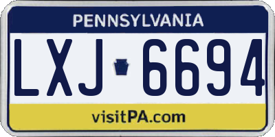 PA license plate LXJ6694