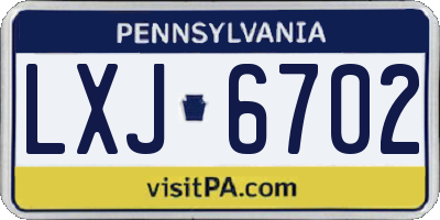 PA license plate LXJ6702
