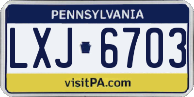 PA license plate LXJ6703