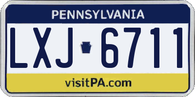 PA license plate LXJ6711