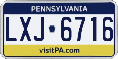PA license plate LXJ6716