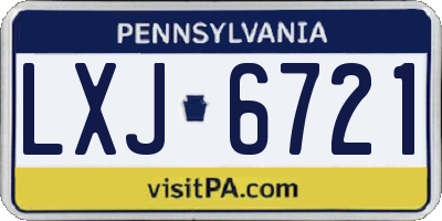 PA license plate LXJ6721
