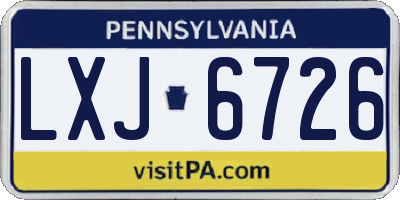 PA license plate LXJ6726