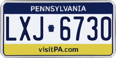 PA license plate LXJ6730