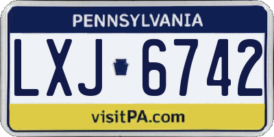 PA license plate LXJ6742