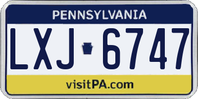 PA license plate LXJ6747
