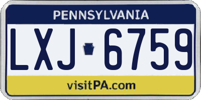 PA license plate LXJ6759