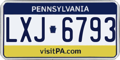 PA license plate LXJ6793