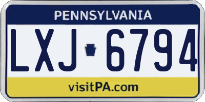 PA license plate LXJ6794