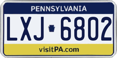 PA license plate LXJ6802