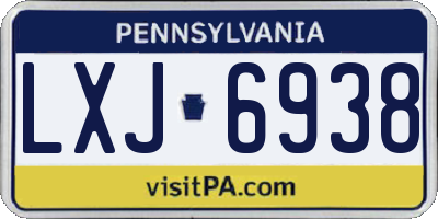 PA license plate LXJ6938