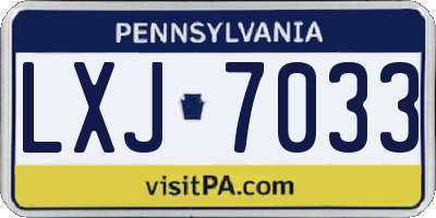 PA license plate LXJ7033