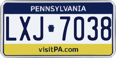 PA license plate LXJ7038
