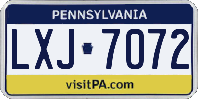 PA license plate LXJ7072