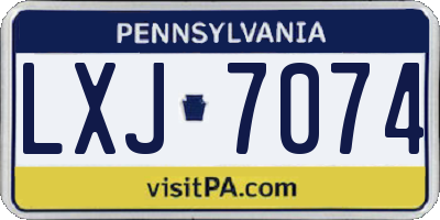 PA license plate LXJ7074