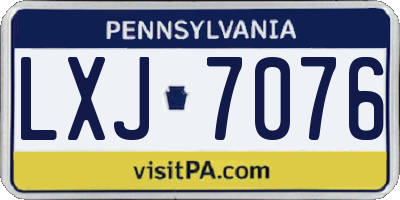 PA license plate LXJ7076