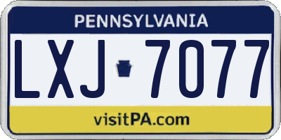PA license plate LXJ7077
