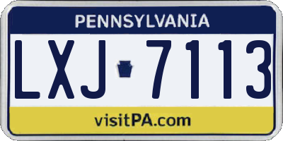 PA license plate LXJ7113