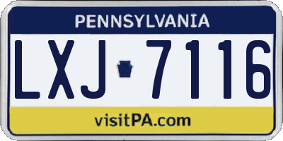 PA license plate LXJ7116