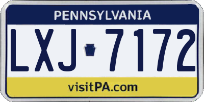 PA license plate LXJ7172