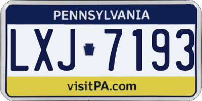PA license plate LXJ7193