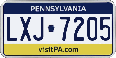 PA license plate LXJ7205