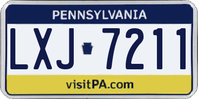 PA license plate LXJ7211