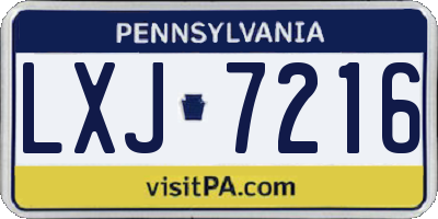 PA license plate LXJ7216