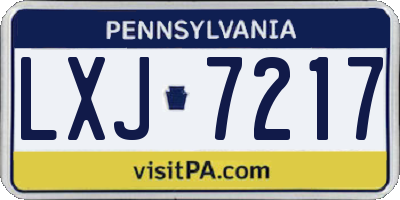 PA license plate LXJ7217