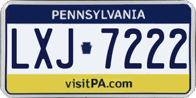 PA license plate LXJ7222