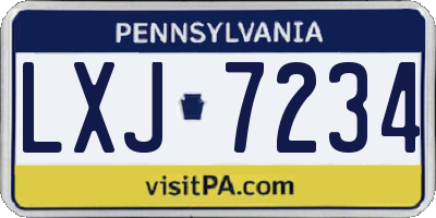 PA license plate LXJ7234