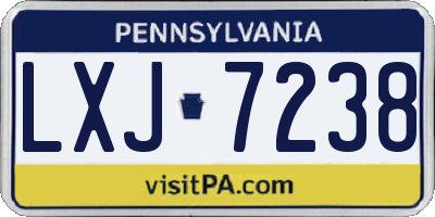 PA license plate LXJ7238