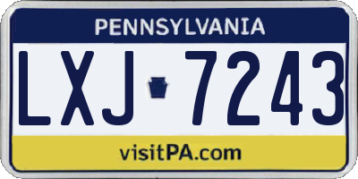 PA license plate LXJ7243