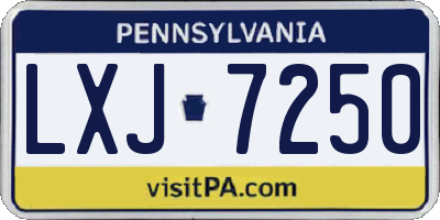 PA license plate LXJ7250