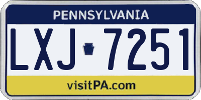 PA license plate LXJ7251