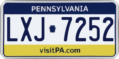 PA license plate LXJ7252