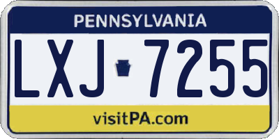 PA license plate LXJ7255