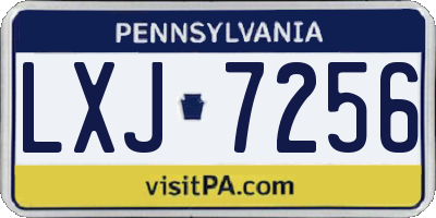 PA license plate LXJ7256