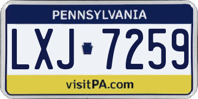 PA license plate LXJ7259