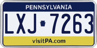 PA license plate LXJ7263